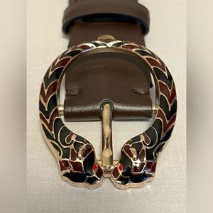 Designer Double tiger-head tiger head buckle brown belt, size 95-38, new, no tag